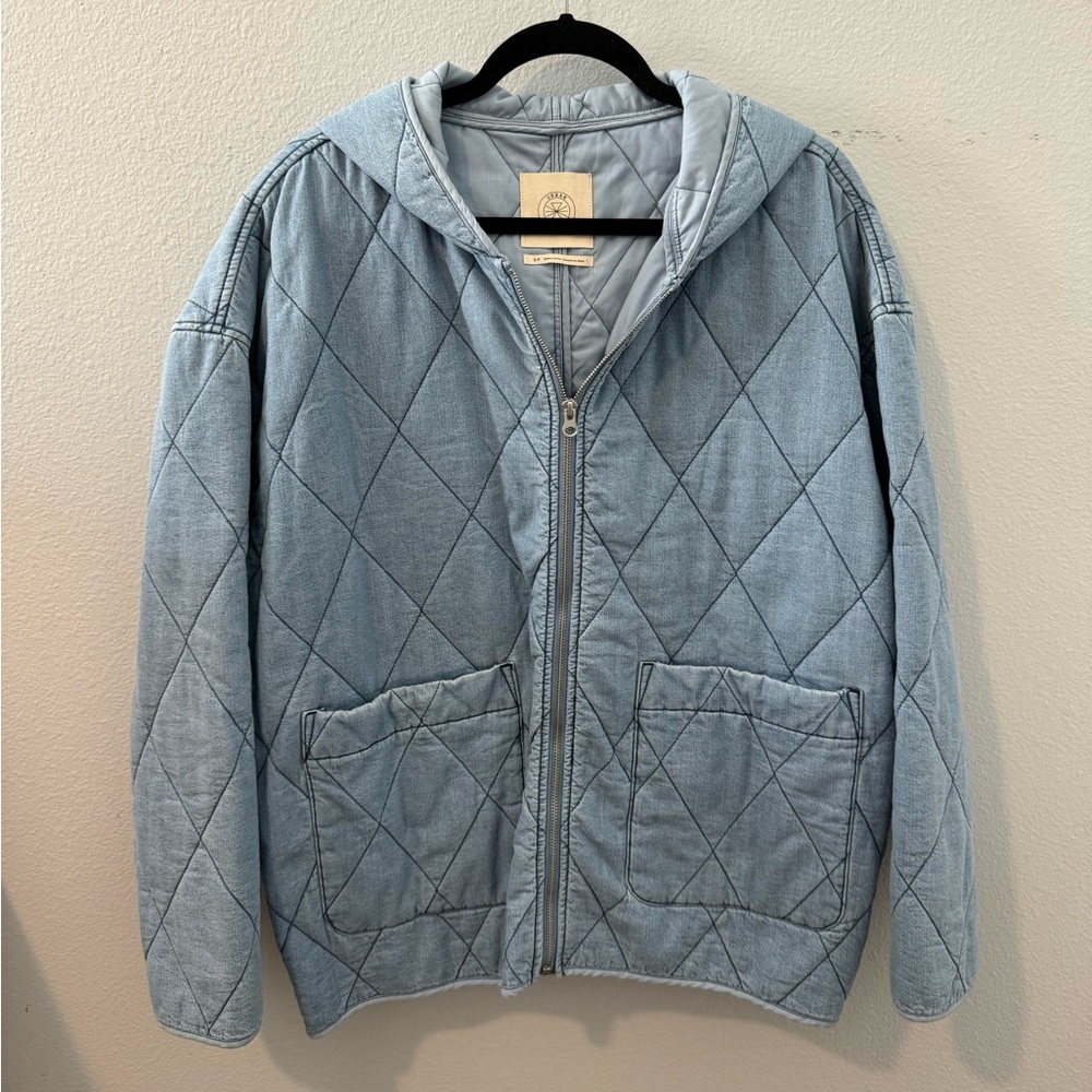 Urban Outfitters Denim Quilted Hooded Jacket
